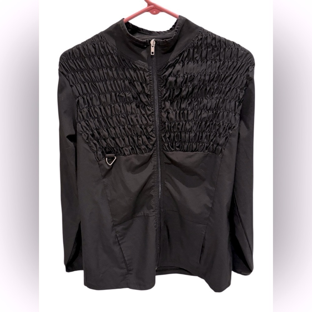 RBX Scrubs Jacket Black Quilted Full Zip Polyester Size Medium